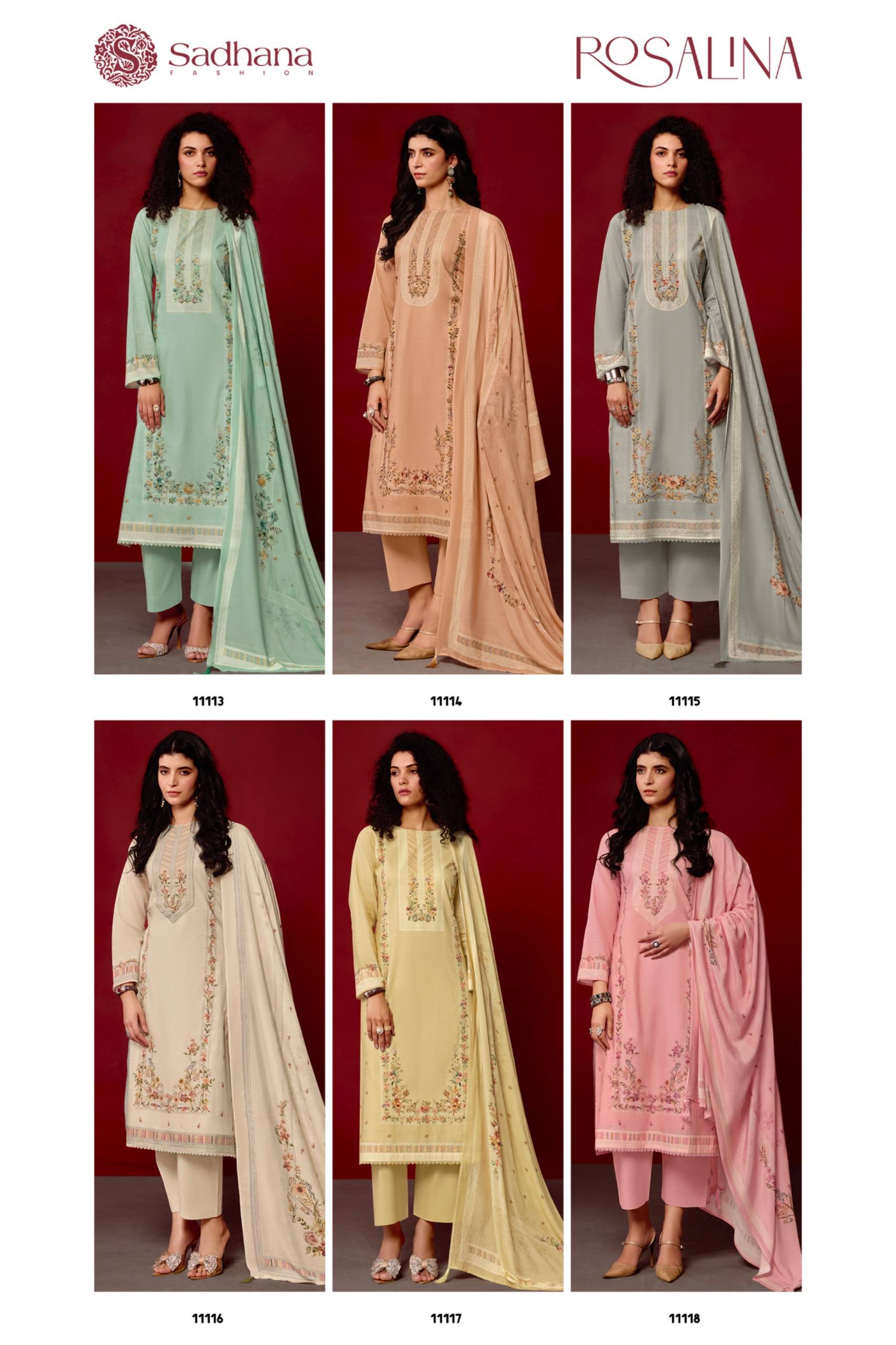 ROSALINA By SADHANA FASHION 11113 to 11118 Series Beautiful Pakistani Suits Colorful Stylish Fancy Casual Wear PURE MILANZ COTTON Dresses At Wholesale Price